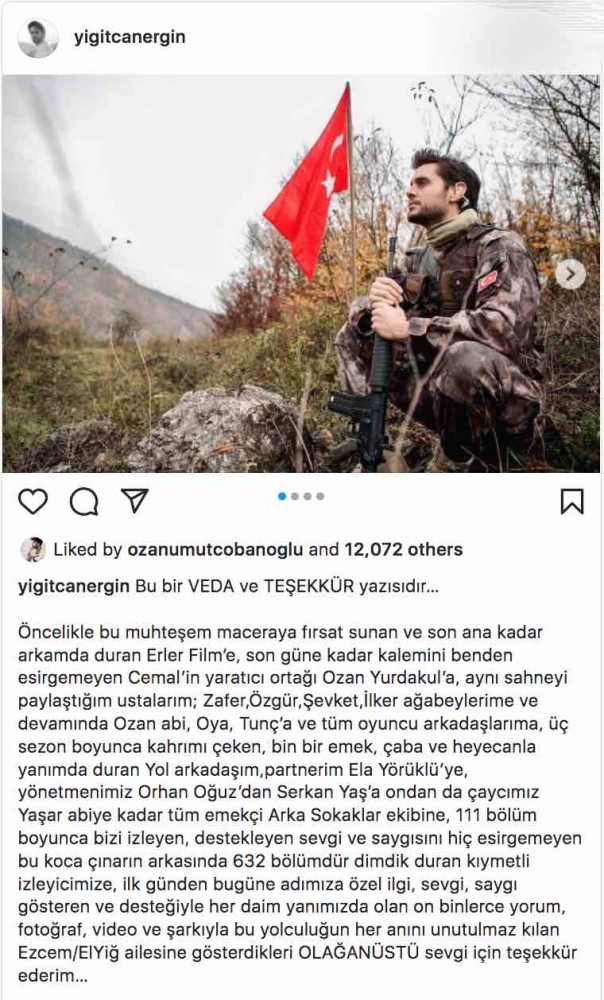 yigitcan ergin arka sokaklar dizisine veda etti